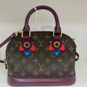 Louis Vuitton Brown and Burgundy Mini Bag with Red and Blue Accents